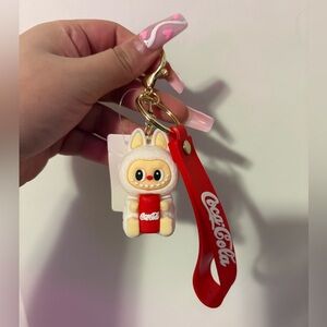 Coca-Cola Red and Cream Mascot Strap Keychain